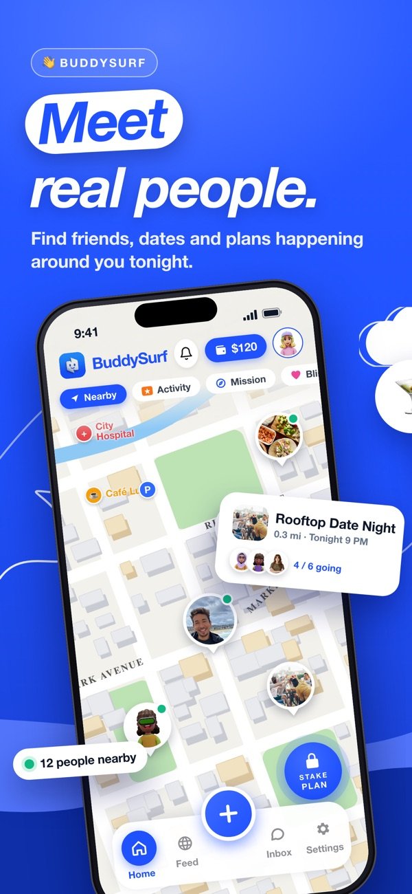 BuddySurf app screen 1