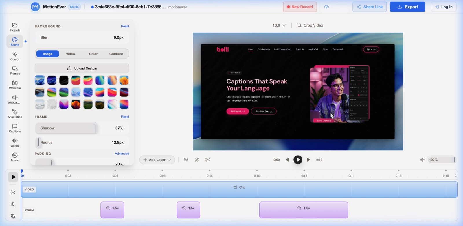 MotionEver app screenshot