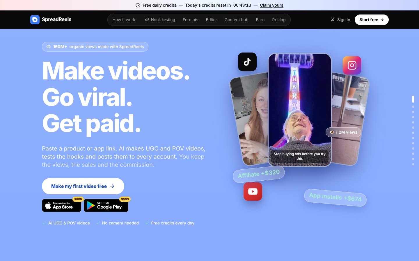 SpreadReels - AI UGC & POV Video Platform